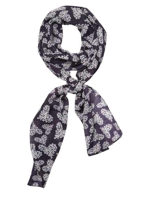 Navy Floral Heart Chiffon scarf